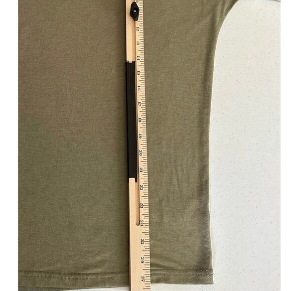 L&B Lucky & Blessed Womens Shirt Size Medium Olive Green 3/4 Sleeve Oversized - Picture 6 of 7